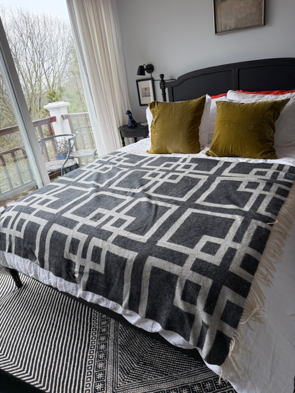 2 Kashmere Cashmere-Wool Blend Throws in Light Gray & Charcoal